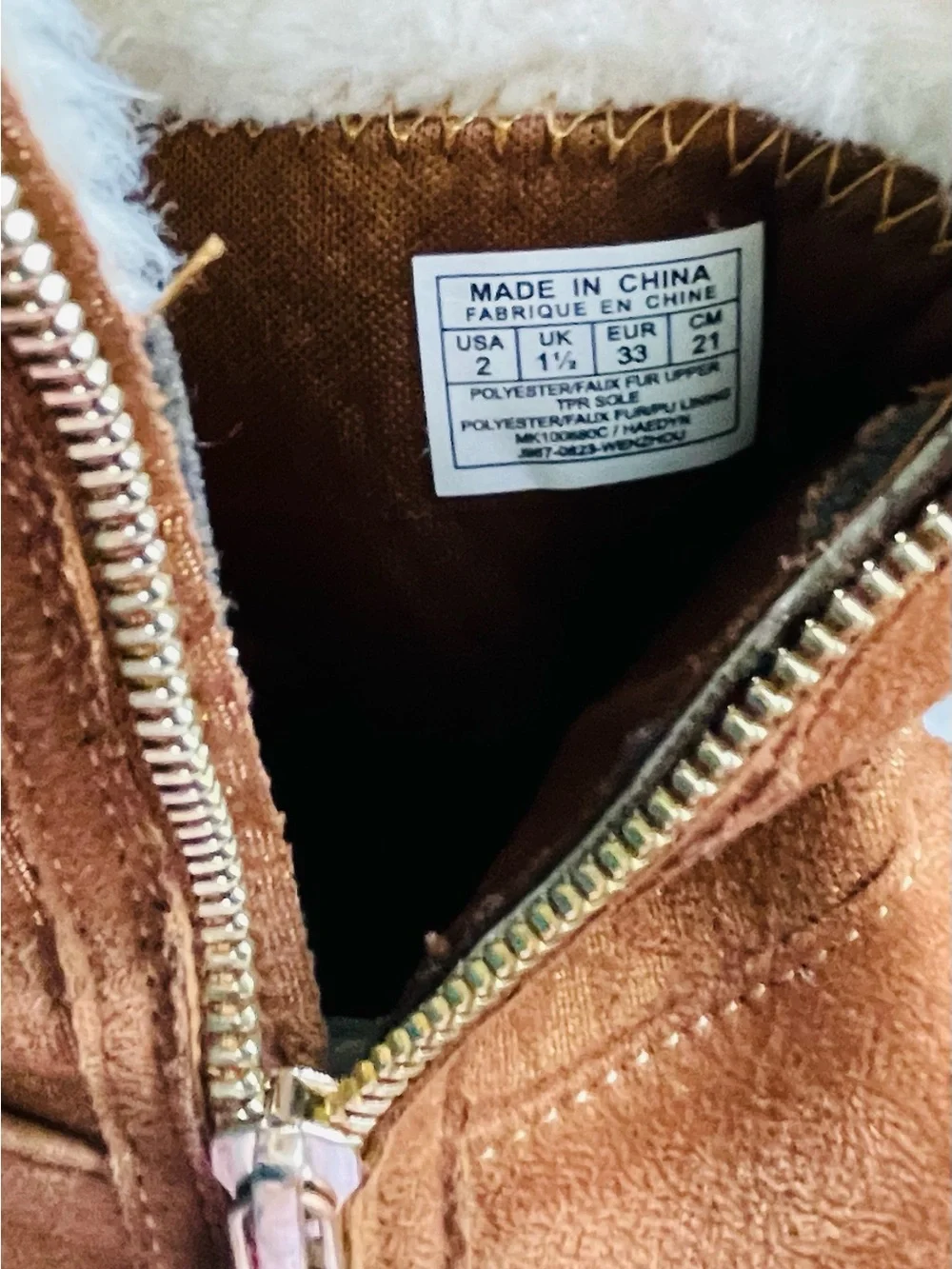 Michael Kors Kids Chestnut Suede Shearling Zip Boots | Size 2